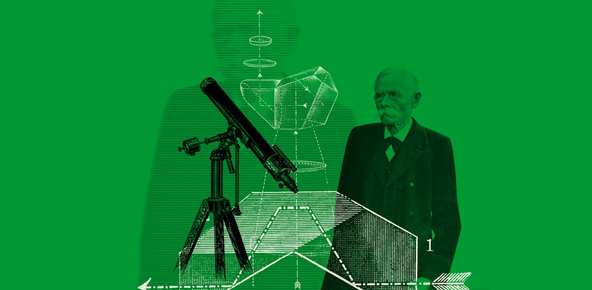 Bild mit grünem Hintergrund und einem alten Mann